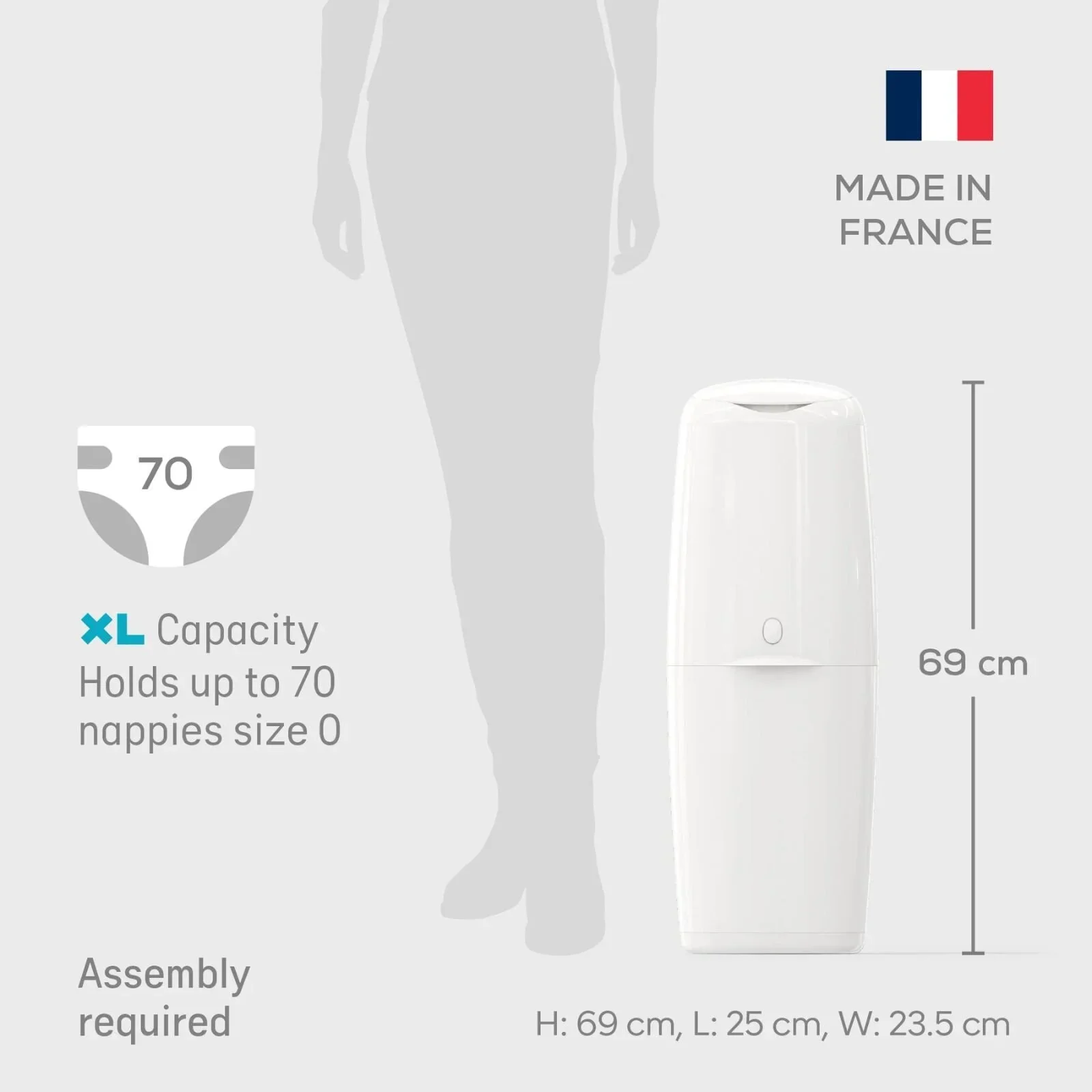 Angelcare Classic XL Nappy Bin with 1 Refill - Image 9
