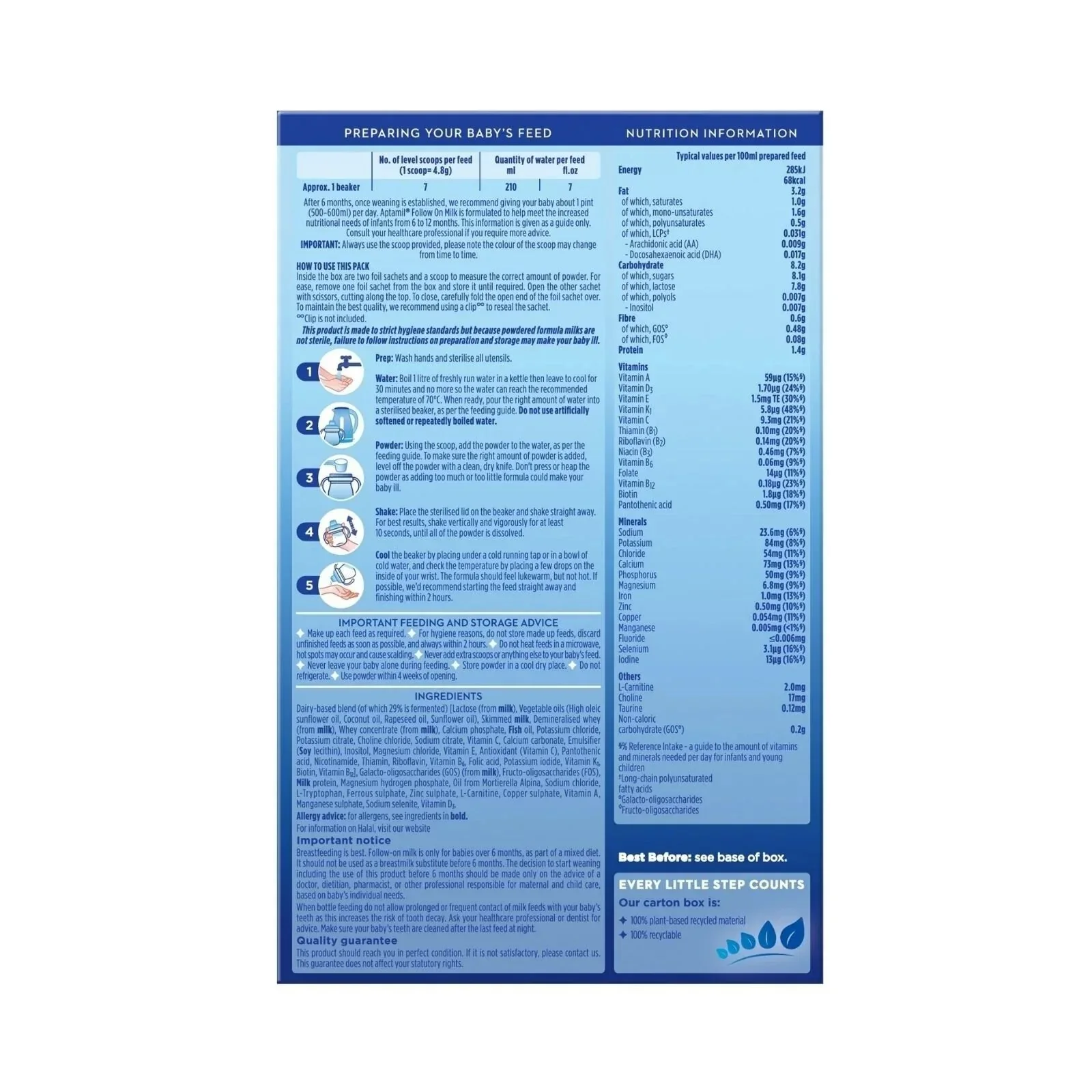 Aptamil 2 Follow On Milk Formula 6-12 months 1.2kg (2x600g) - Image 3