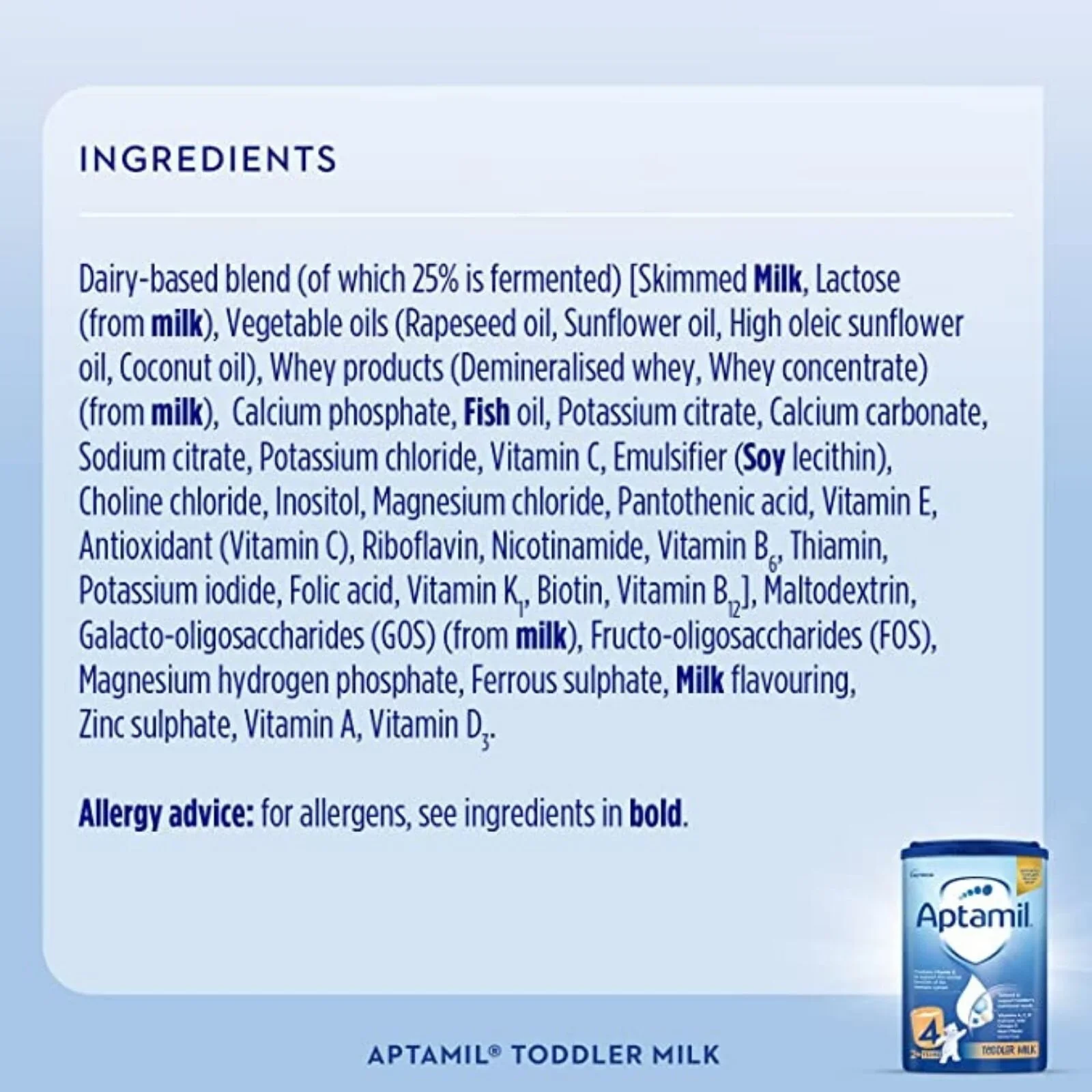 Aptamil 4 Growing Up Toddler Milk Formula 2+ years 800g - Image 2
