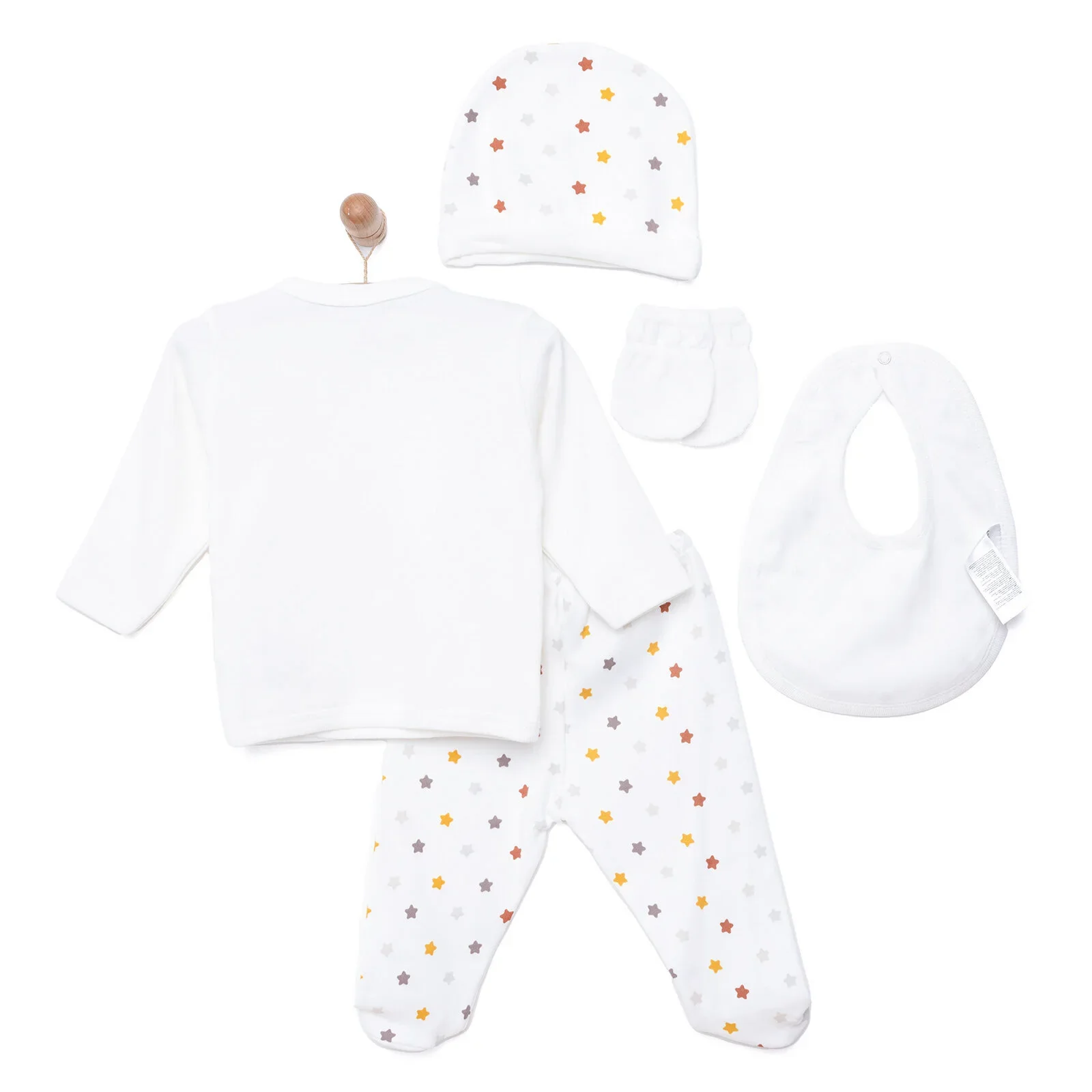 Aziz Bebe Suzene Embroidered 5 Piece Newborn Starter Set - Ecru - Image 2