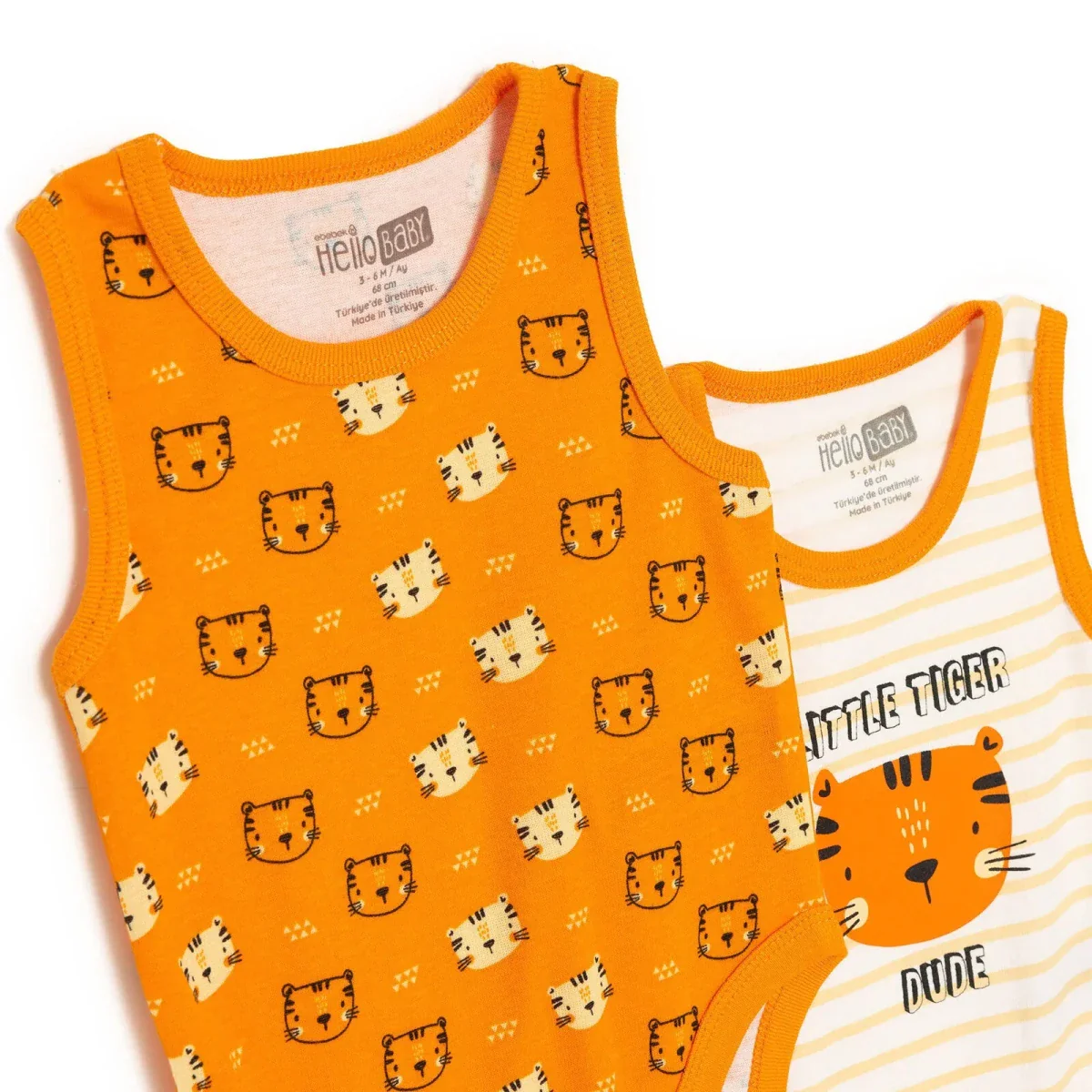 HelloBaby Boys Pack of 2 Bodysuits Animal Print - Orange - Image 3
