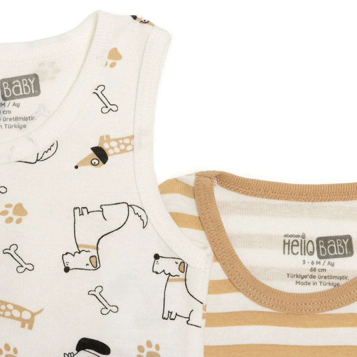 HelloBaby Boys Pack of 2 Bodysuits Animal Print - Ecru - Image 7
