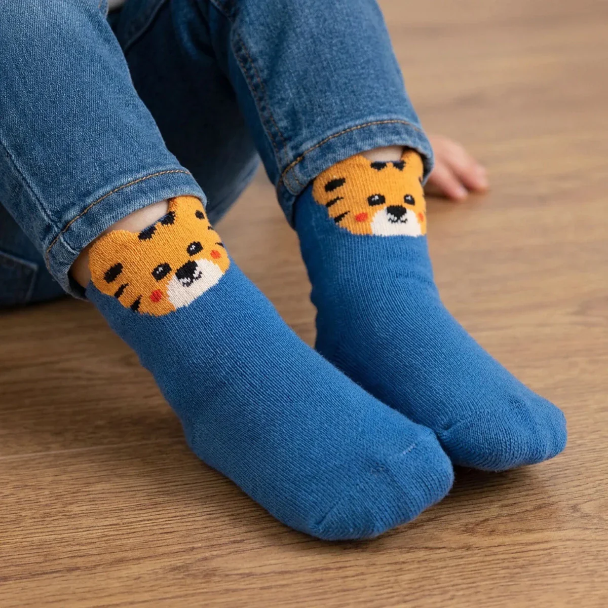 HelloBaby Boys Pack of 3 Ankle Socks Animal Print Cotton Rich - Blue - Image 2
