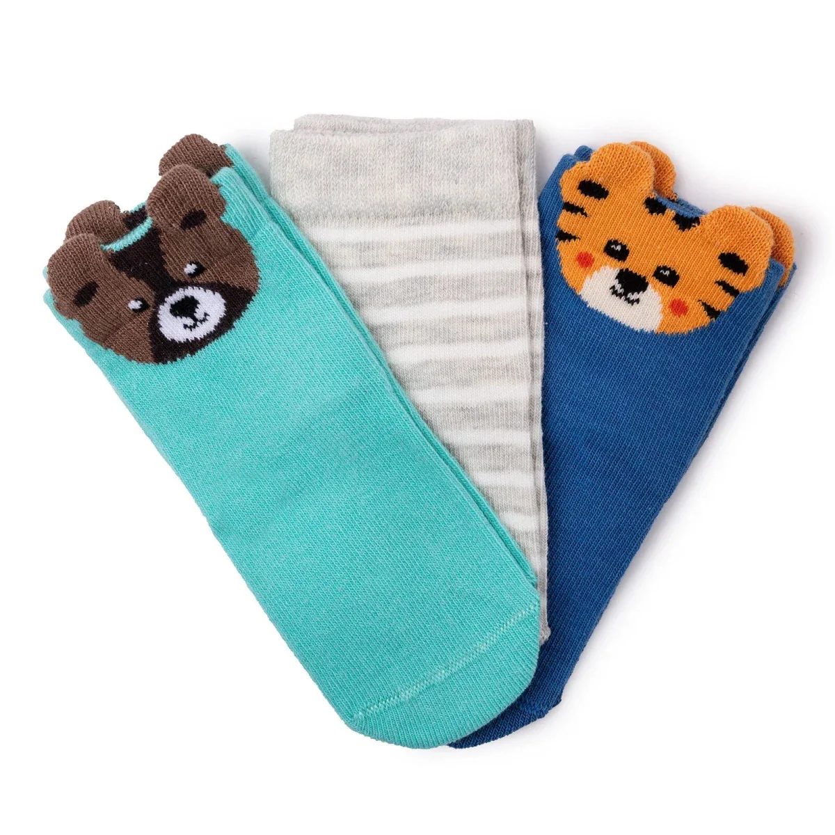 HelloBaby Boys Pack of 3 Ankle Socks Animal Print Cotton Rich - Blue - Image 4