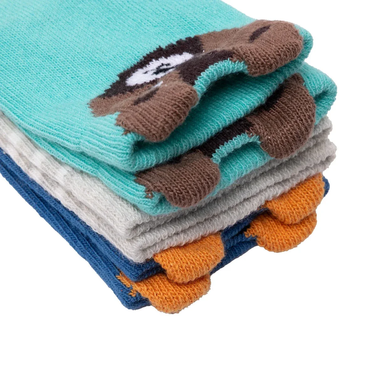 HelloBaby Boys Pack of 3 Ankle Socks Animal Print Cotton Rich - Blue - Image 5
