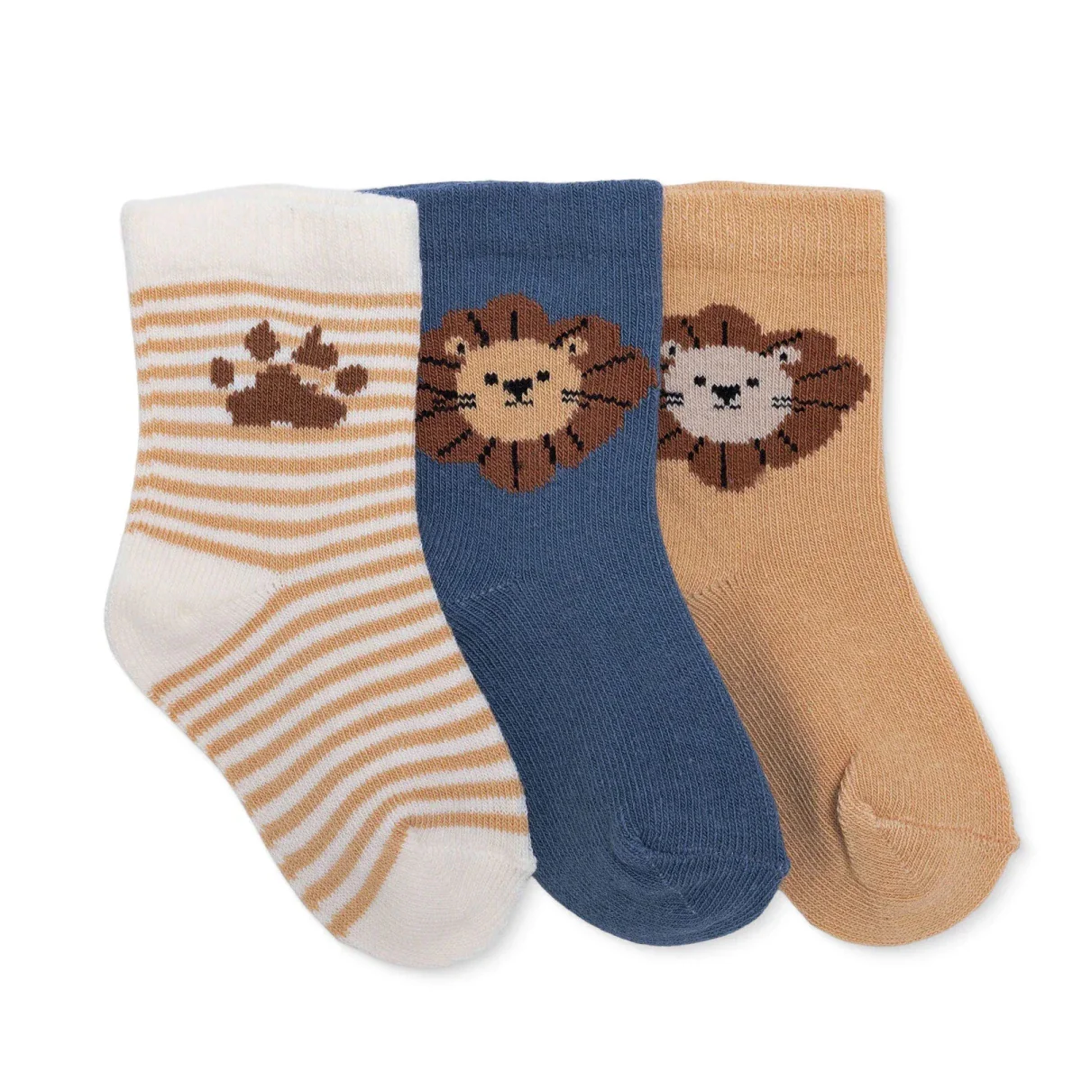 HelloBaby Boys Pack of 3 Ankle Socks Animal Print Cotton Rich - Brown