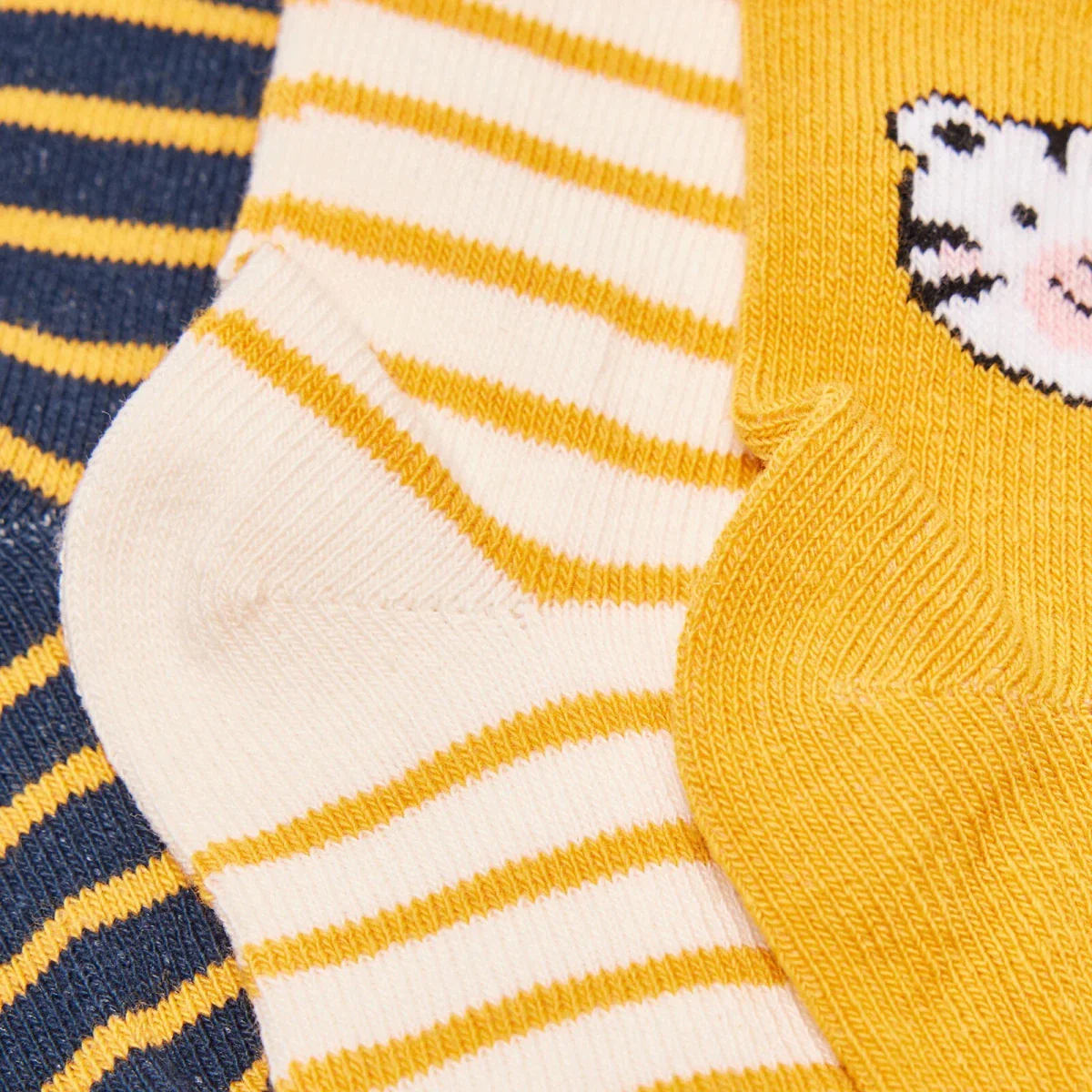 HelloBaby Boys Pack of 3 Ankle Socks Animal Print Cotton Rich - Mustard - Image 7