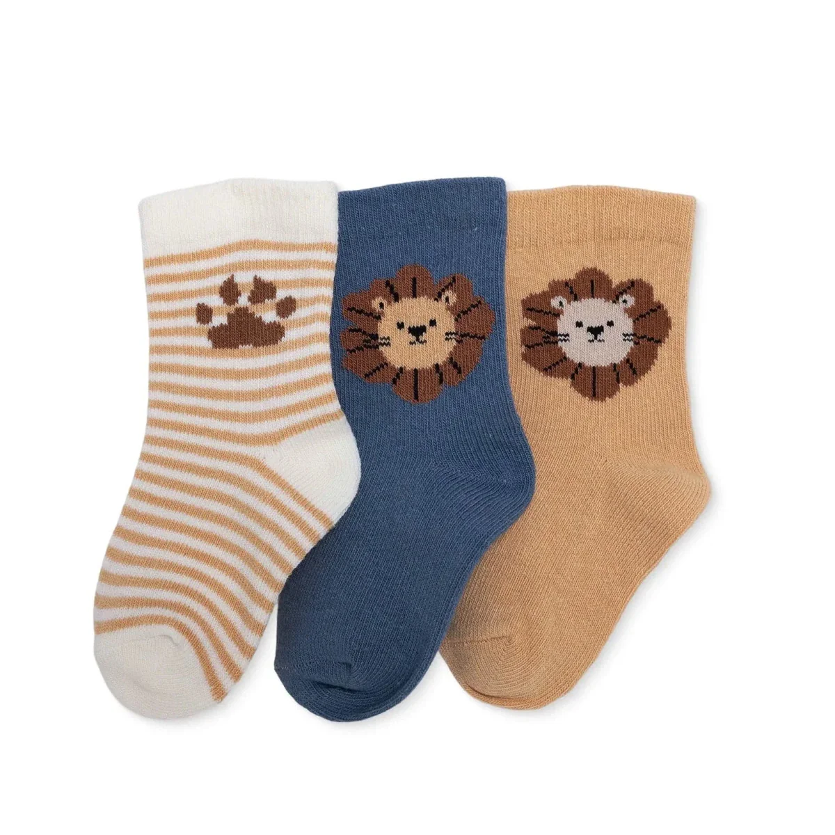 HelloBaby Boys Pack of 3 Ankle Socks Animal Print Cotton Rich - Brown - Image 2