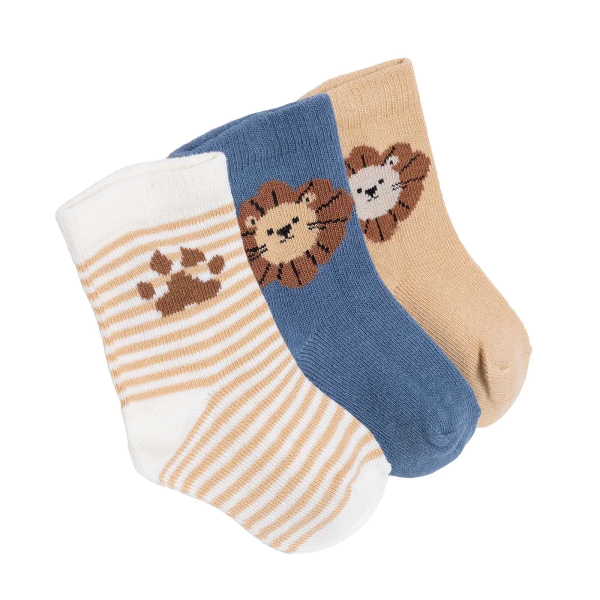 HelloBaby Boys Pack of 3 Ankle Socks Animal Print Cotton Rich - Brown - Image 5