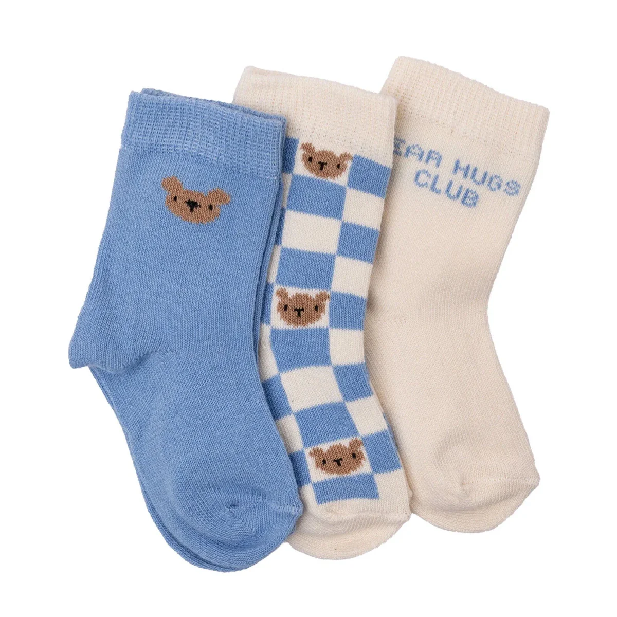 HelloBaby Boys Pack of 3 Ankle Socks Bear Print Cotton Rich - Light Blue - Image 2