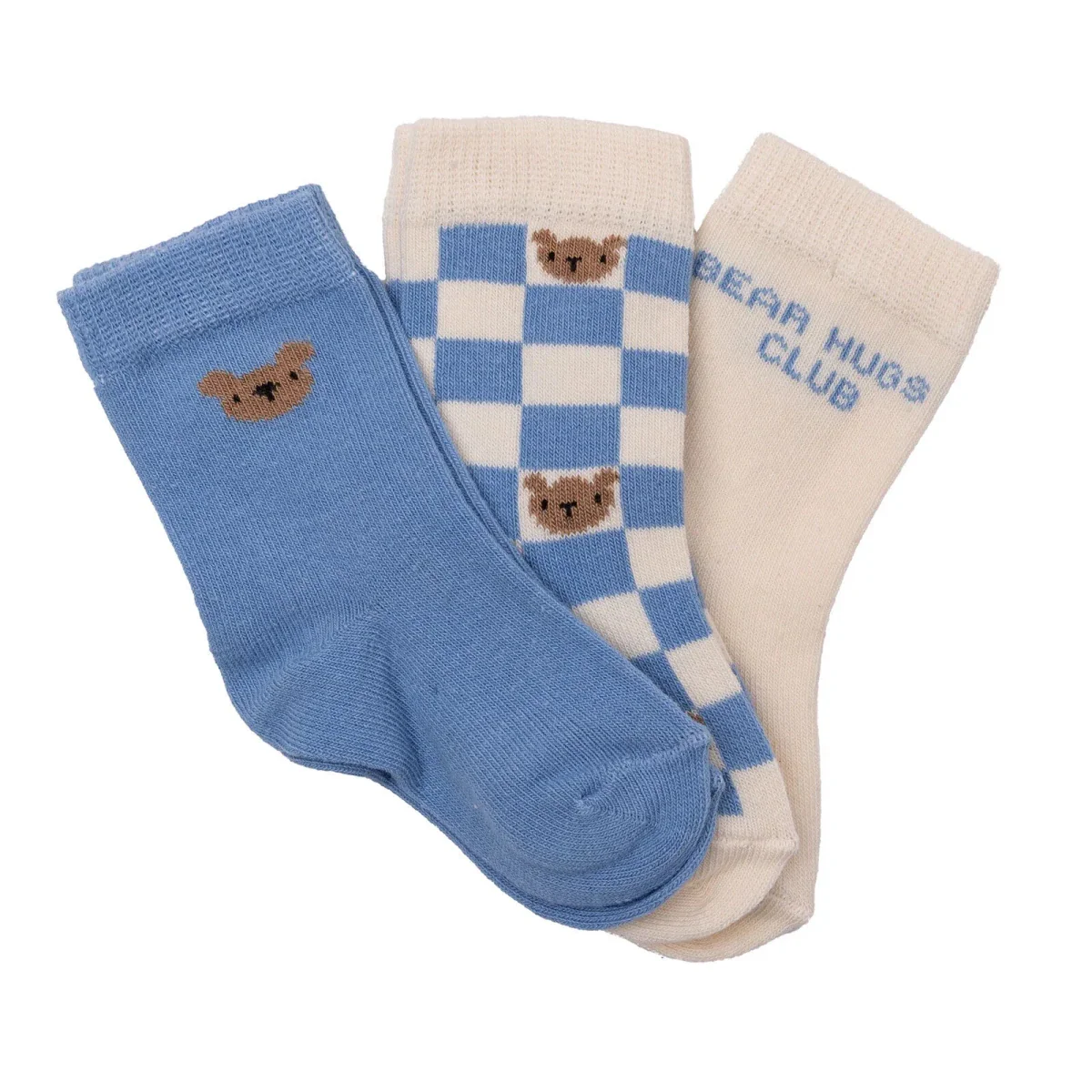 HelloBaby Boys Pack of 3 Ankle Socks Bear Print Cotton Rich - Light Blue - Image 3