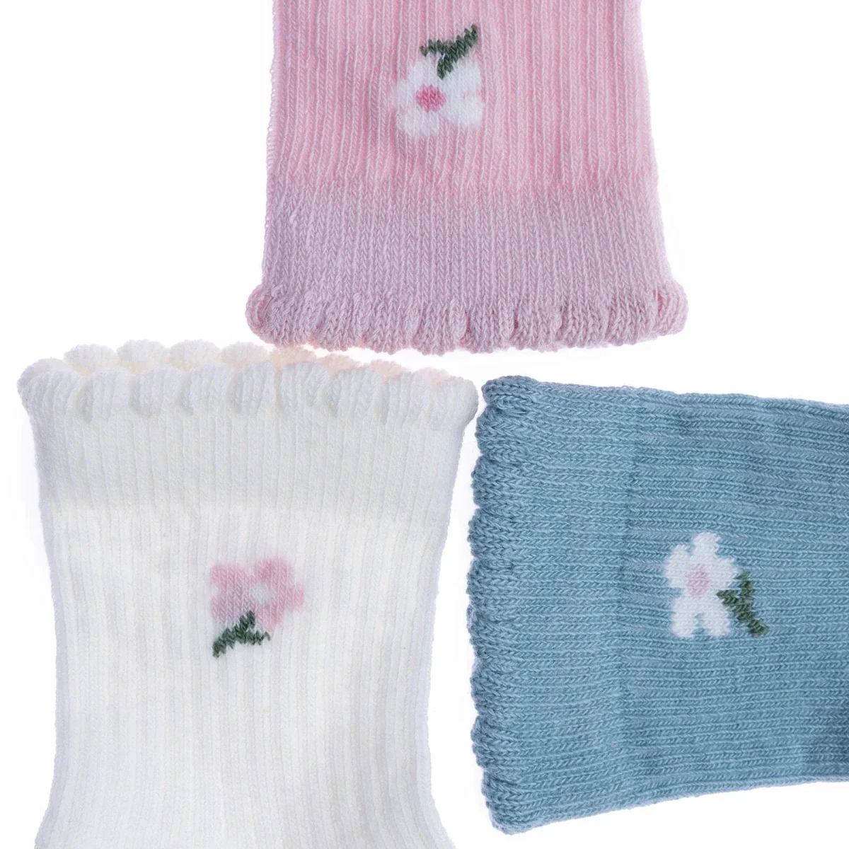 HelloBaby Boys Pack of 3 Ankle Socks Floral Print Cotton Rich - Light Pink - Image 8