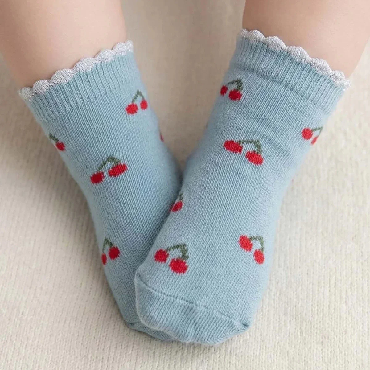 HelloBaby Boys Pack of 3 Ankle Socks Fruit Print Cotton Rich - Ecru Printed - Image 2