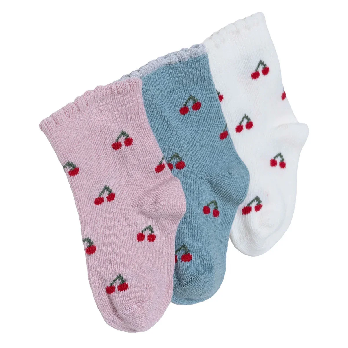 HelloBaby Boys Pack of 3 Ankle Socks Fruit Print Cotton Rich - Ecru Printed - Image 7
