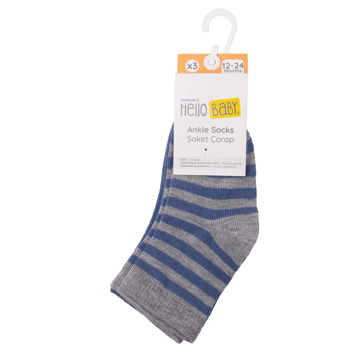 HelloBaby Boys Pack of 3 Ankle Socks Polka Dot Print Cotton Rich - Blue - Image 6