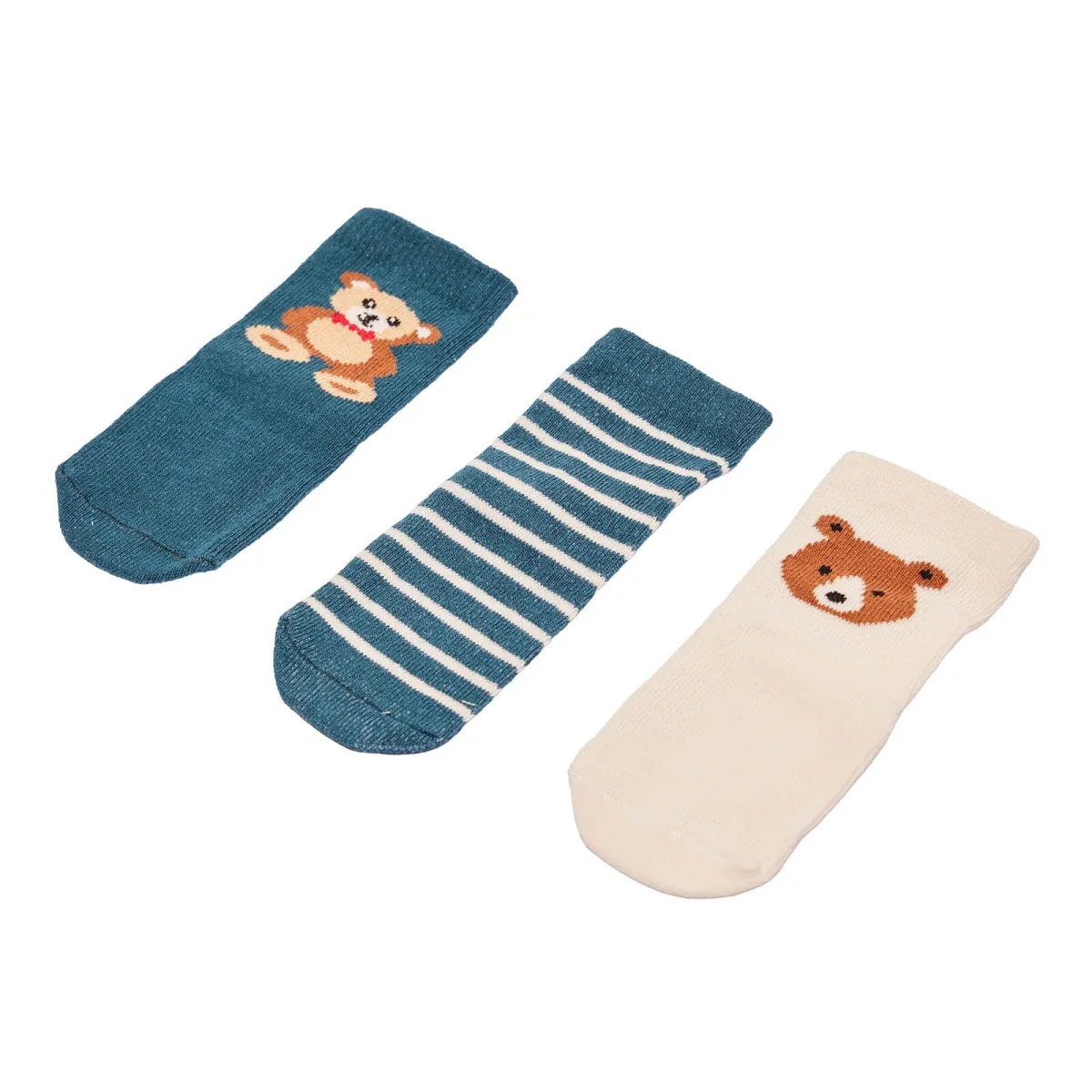 HelloBaby Boys Pack of 3 Ankle Socks Polka Dot Print Cotton Rich - Green Printed - Image 2