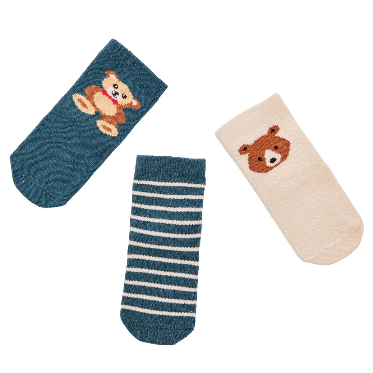 HelloBaby Boys Pack of 3 Ankle Socks Polka Dot Print Cotton Rich - Green Printed - Image 6