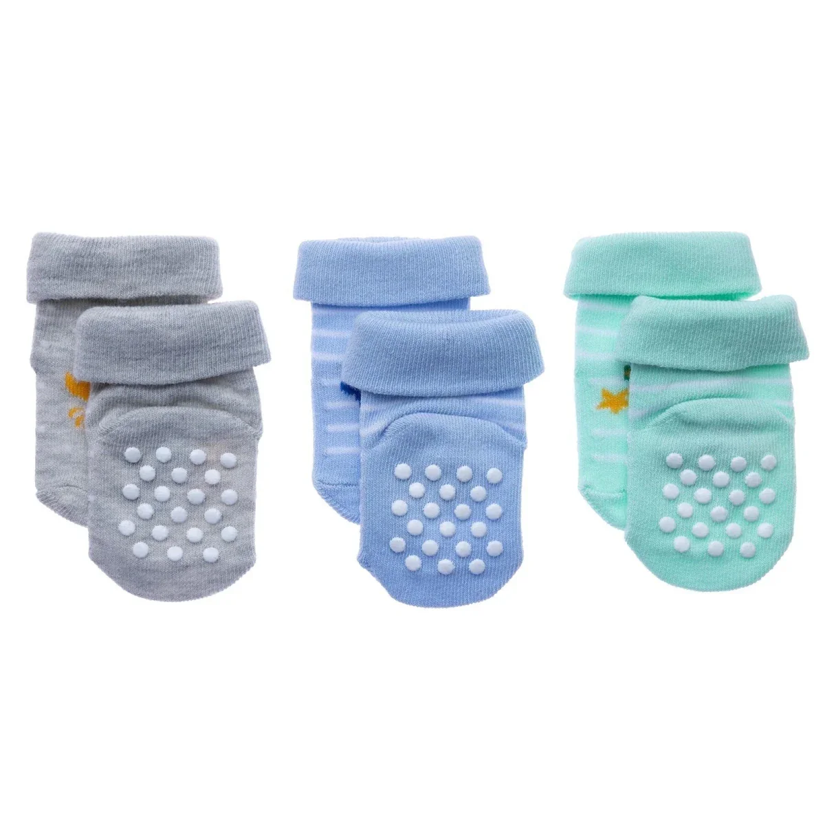 HelloBaby Boys Pack of 3 Rolled-Edge Socks Cotton Rich - Blue - Image 6