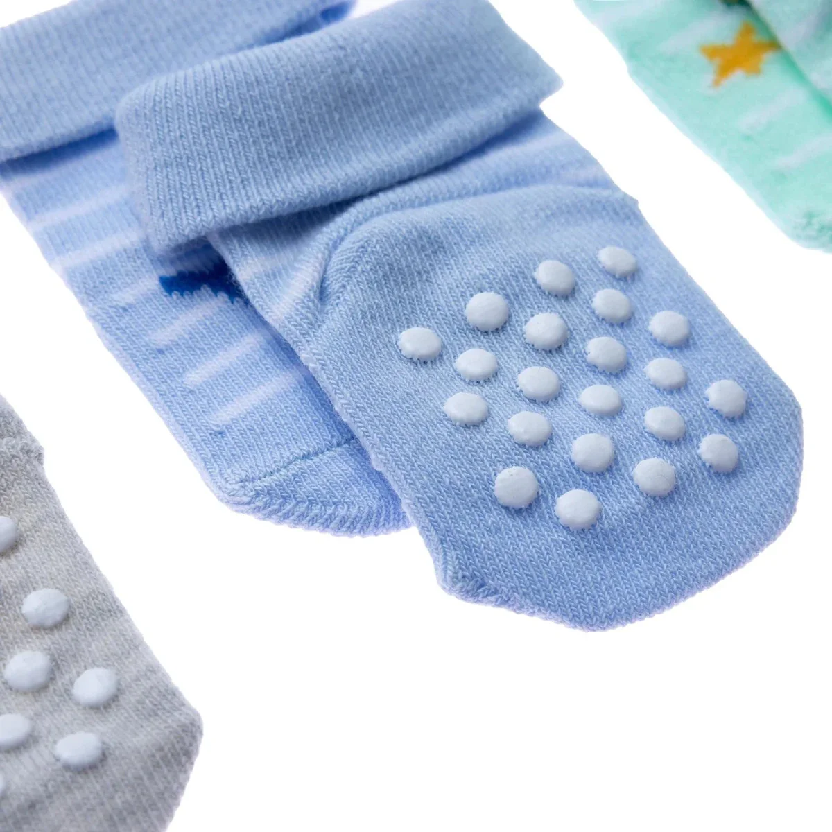 HelloBaby Boys Pack of 3 Rolled-Edge Socks Cotton Rich - Blue - Image 7