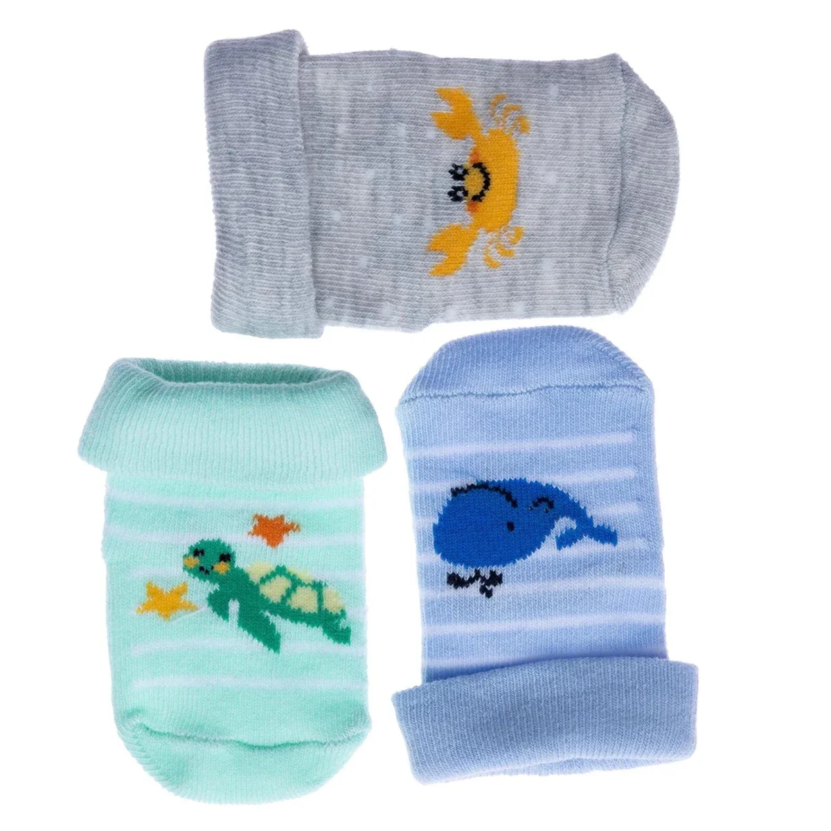 HelloBaby Boys Pack of 3 Rolled-Edge Socks Cotton Rich - Blue - Image 8