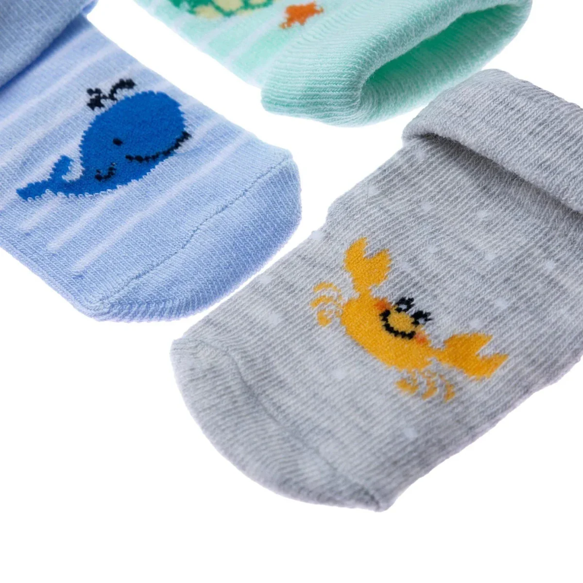 HelloBaby Boys Pack of 3 Rolled-Edge Socks Cotton Rich - Blue - Image 9