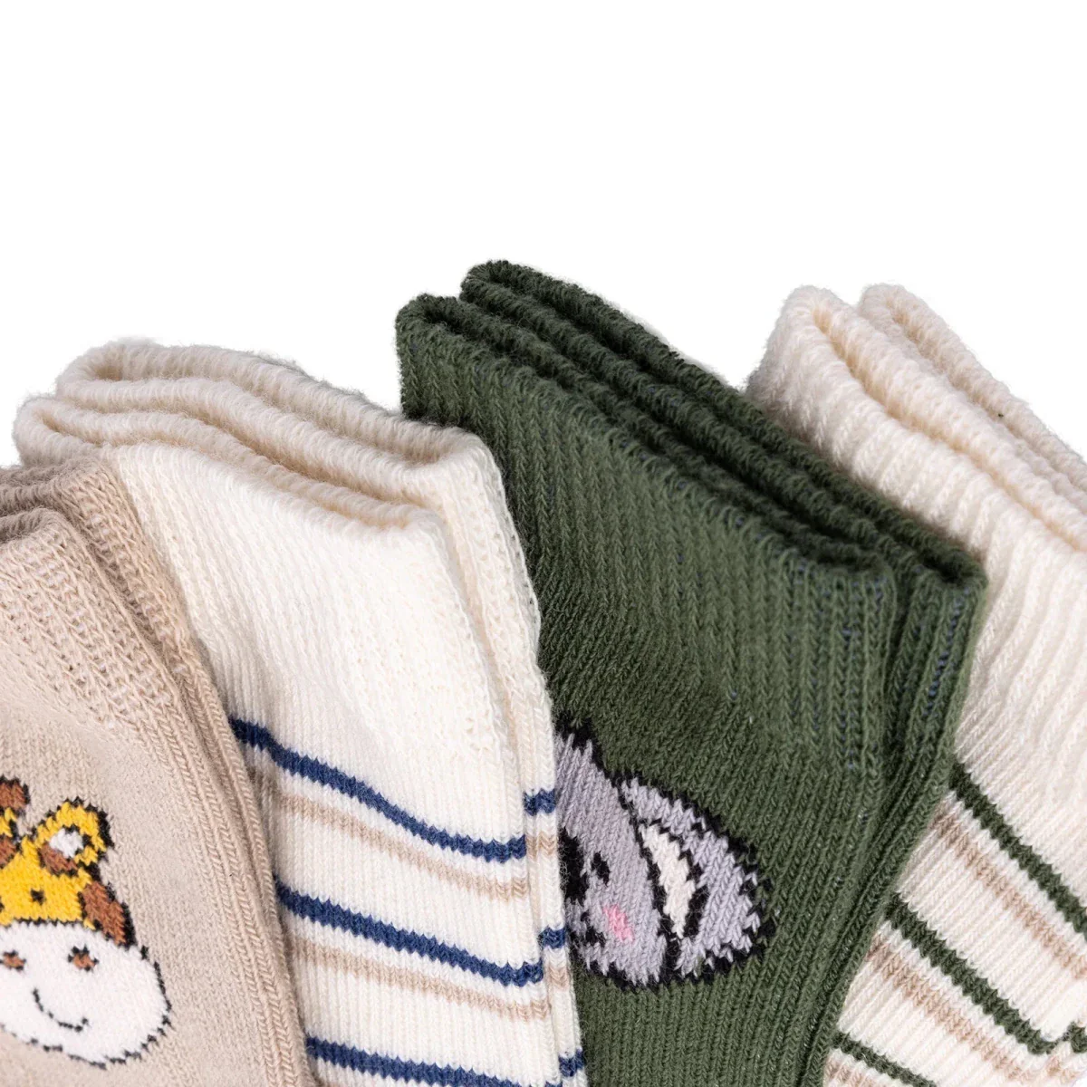 HelloBaby Boys Pack of 5 Ankle Socks Animal Print Cotton Rich - Brown - Image 4