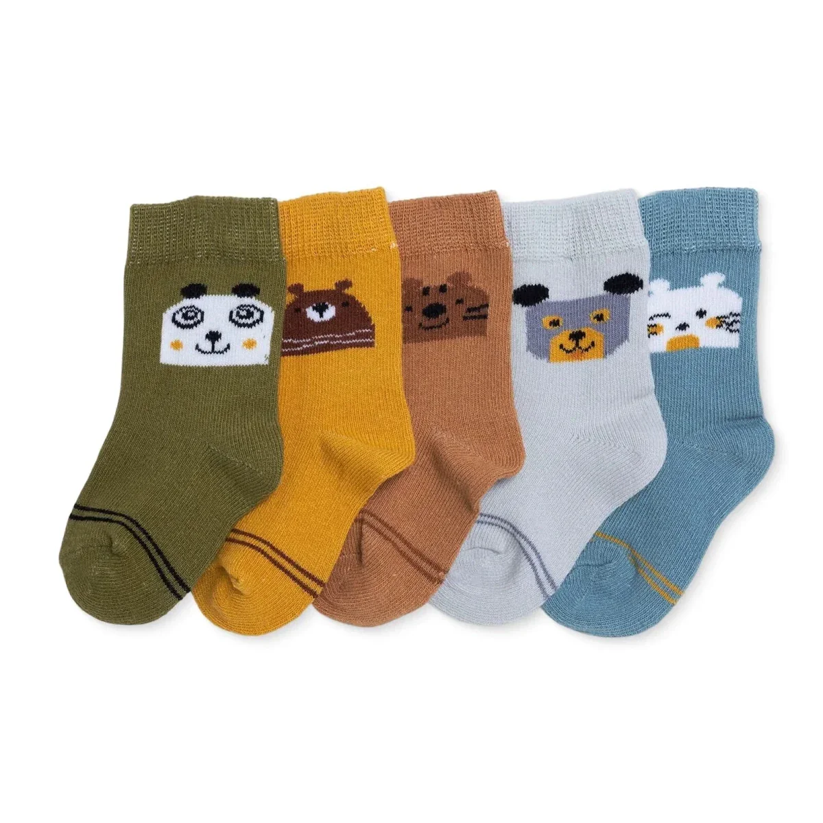 HelloBaby Boys Pack of 5 Ankle Socks Dinosaur Print Cotton Rich - Green - Image 2