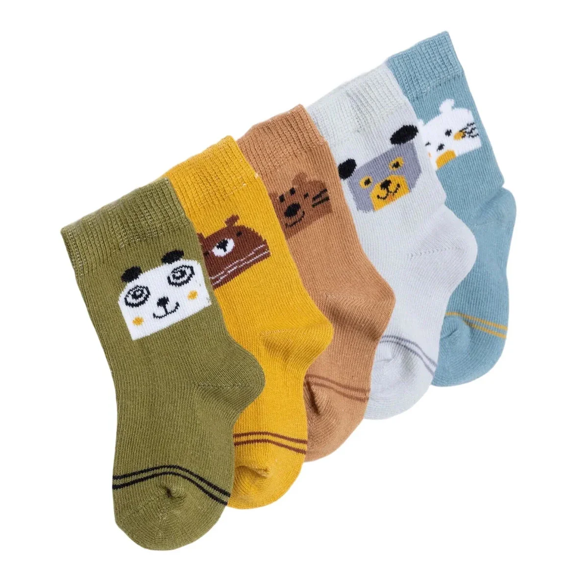 HelloBaby Boys Pack of 5 Ankle Socks Dinosaur Print Cotton Rich - Green - Image 3