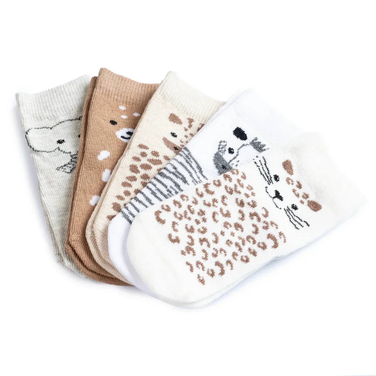 HelloBaby Boys Pack of 5 Ankle Socks Dinosaur Print Cotton Rich - Brown Printed - Image 4