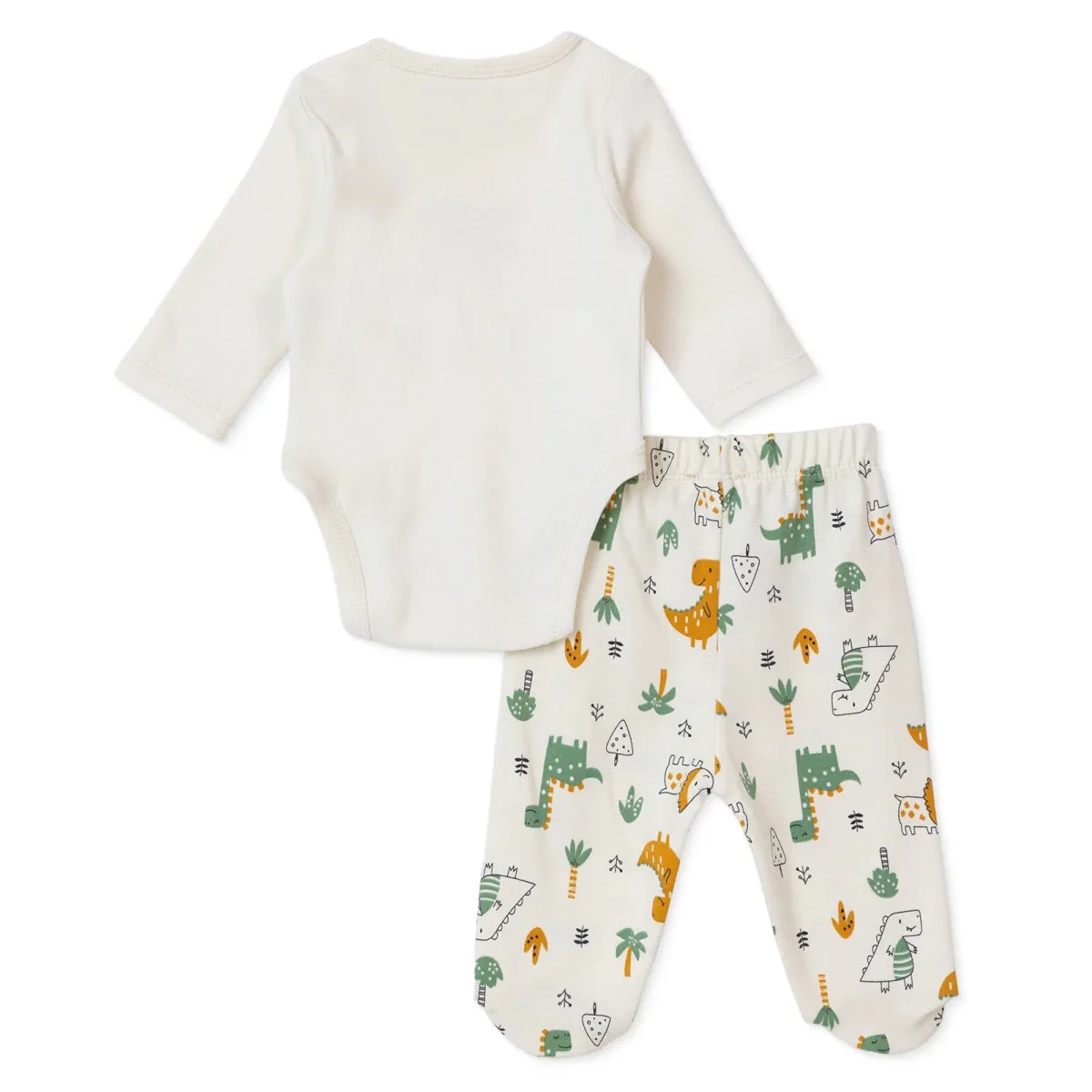 HelloBaby Boys Bodysuit Footed Bottom & Hat Set Animal Print - Ecru - Image 2