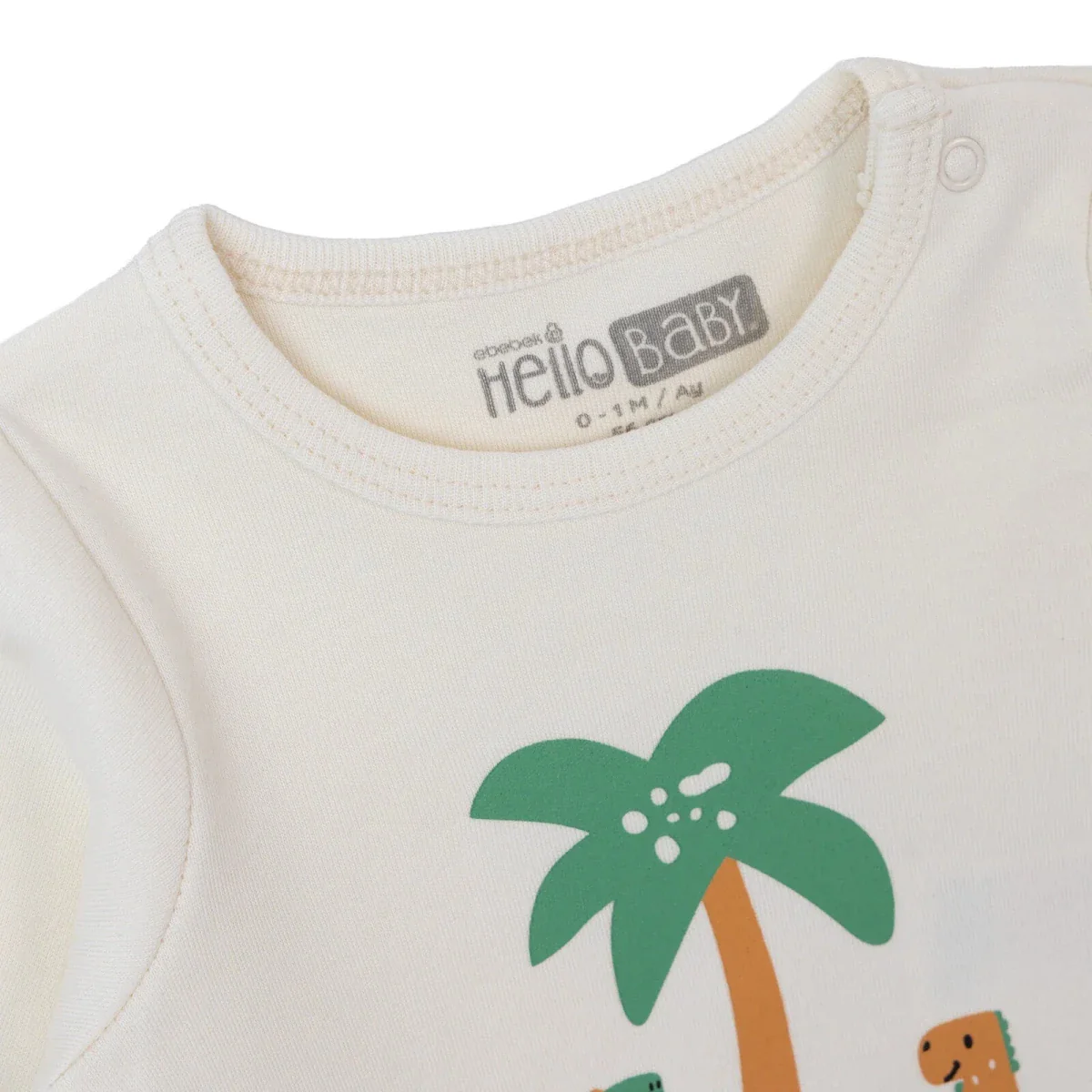 HelloBaby Boys Bodysuit Footed Bottom & Hat Set Animal Print - Ecru - Image 3