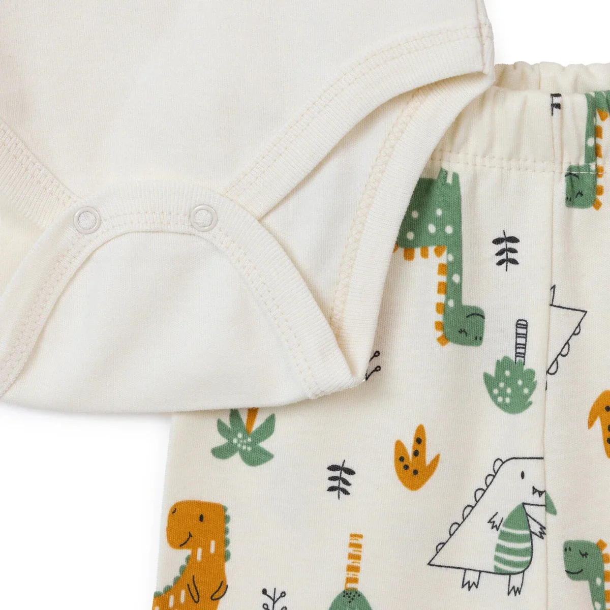 HelloBaby Boys Bodysuit Footed Bottom & Hat Set Animal Print - Ecru - Image 4
