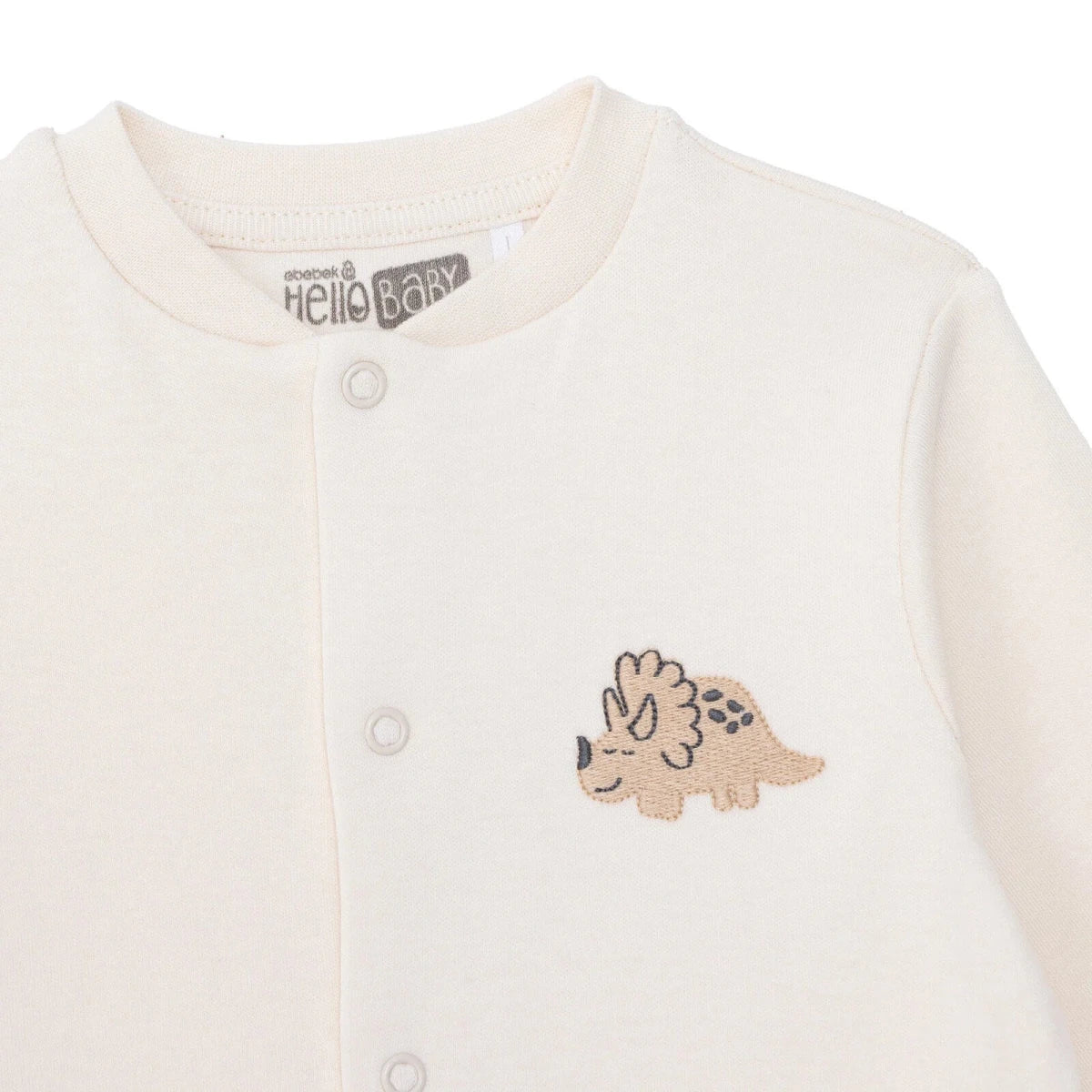 HelloBaby Boys Footed Sleepsuit Dinosaur Print - Beige - Image 3