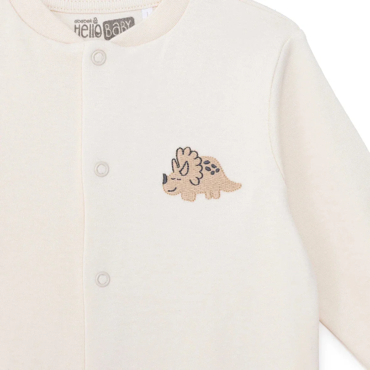 HelloBaby Boys Footed Sleepsuit Dinosaur Print - Beige - Image 4