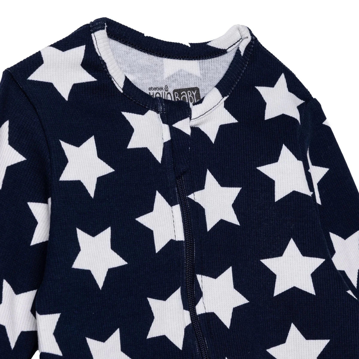HelloBaby Boys Footed Sleepsuit Star Print - Navy Blue - Image 3