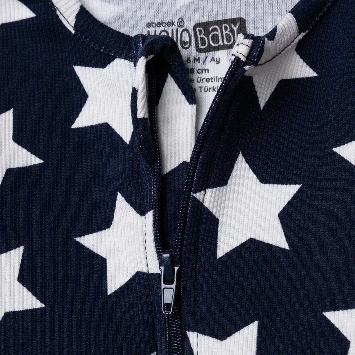 HelloBaby Boys Footed Sleepsuit Star Print - Navy Blue - Image 6