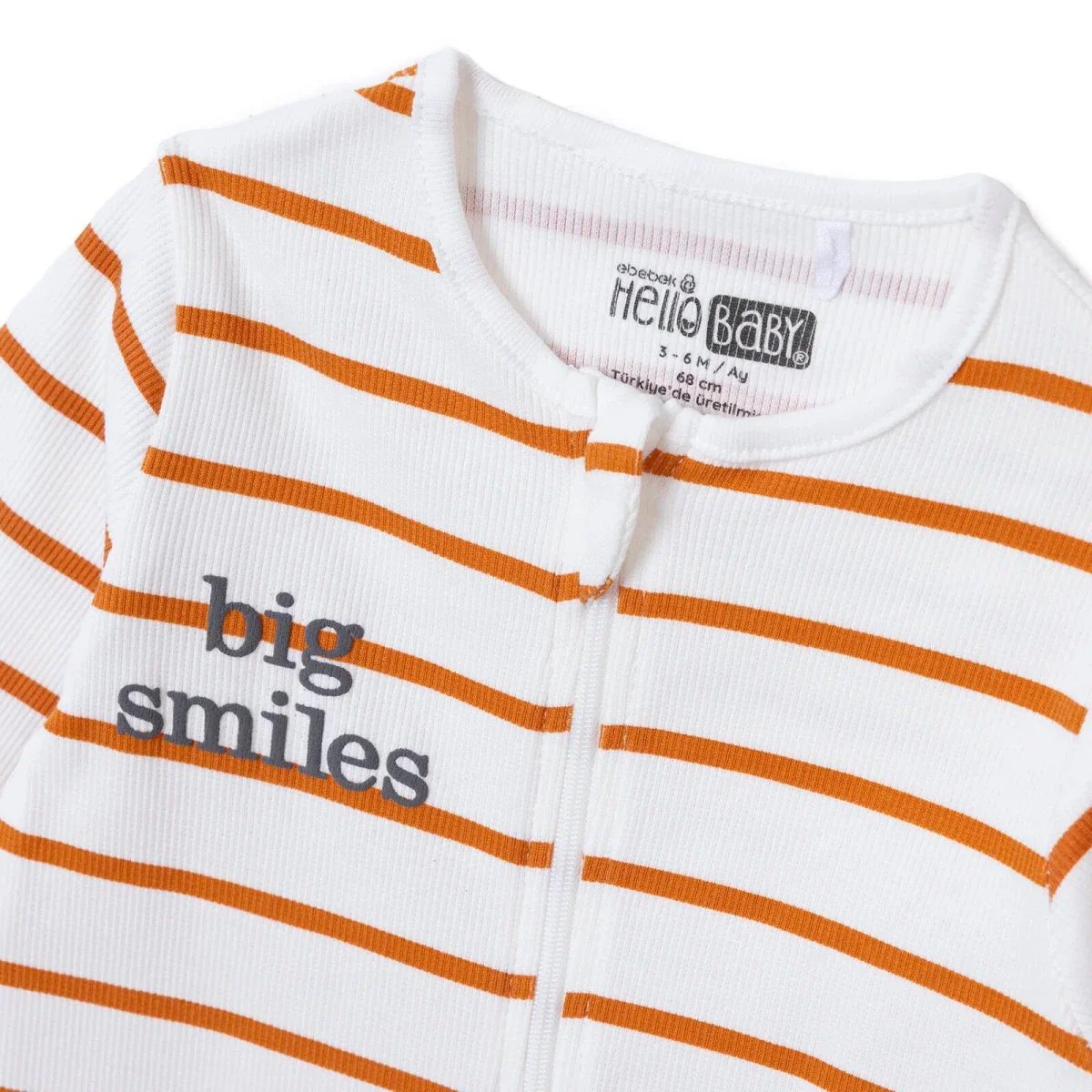HelloBaby Boys Footed Sleepsuit Striped - Ecru - Image 3