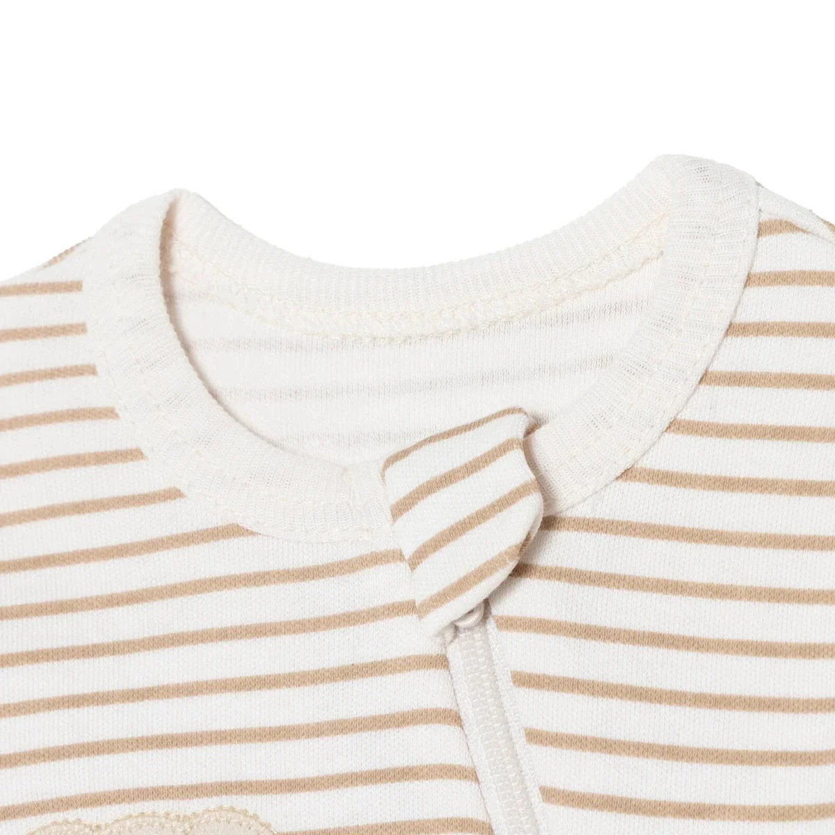 Baby Boy Footed Sleepsuit Striped Zip Fastening Crew Neck - Beige - Image 4