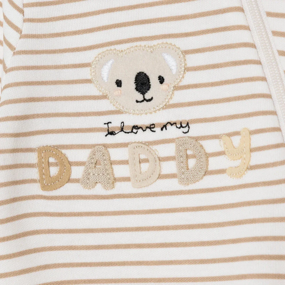 Baby Boy Footed Sleepsuit Striped Zip Fastening Crew Neck - Beige - Image 7