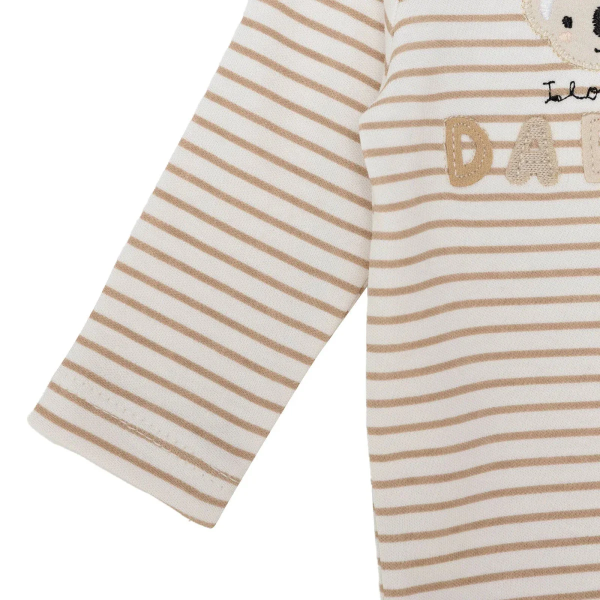 Baby Boy Footed Sleepsuit Striped Zip Fastening Crew Neck - Beige - Image 8