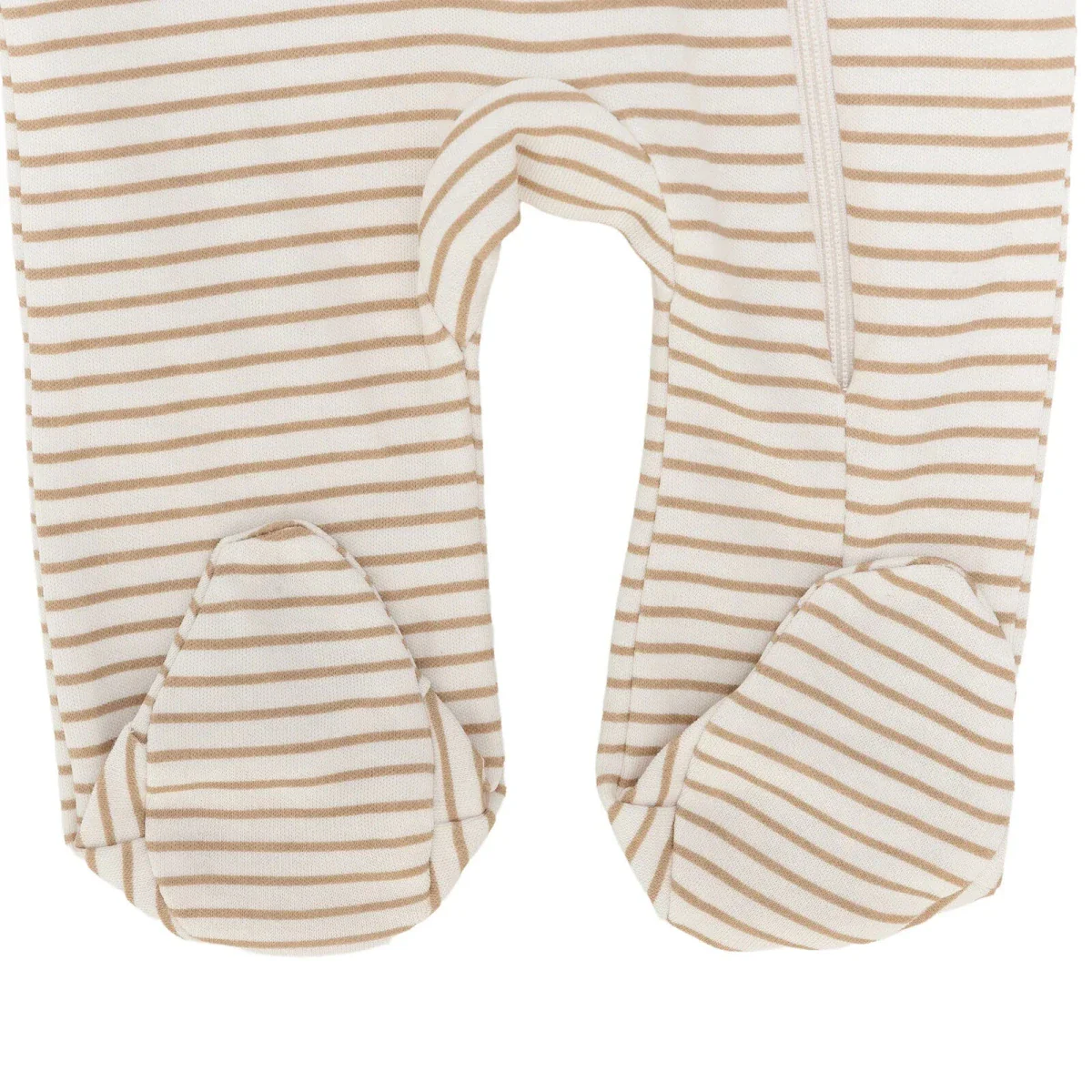 Baby Boy Footed Sleepsuit Striped Zip Fastening Crew Neck - Beige - Image 9