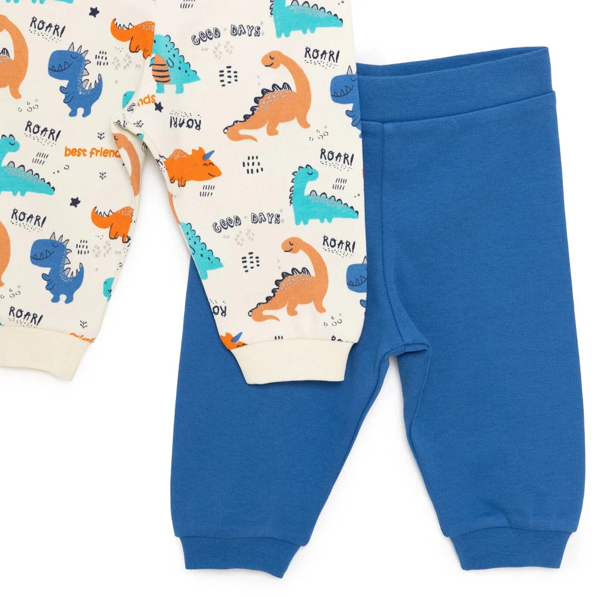 Baby Boy Footless Trousers Dinosaur Print - Ecru - Image 4