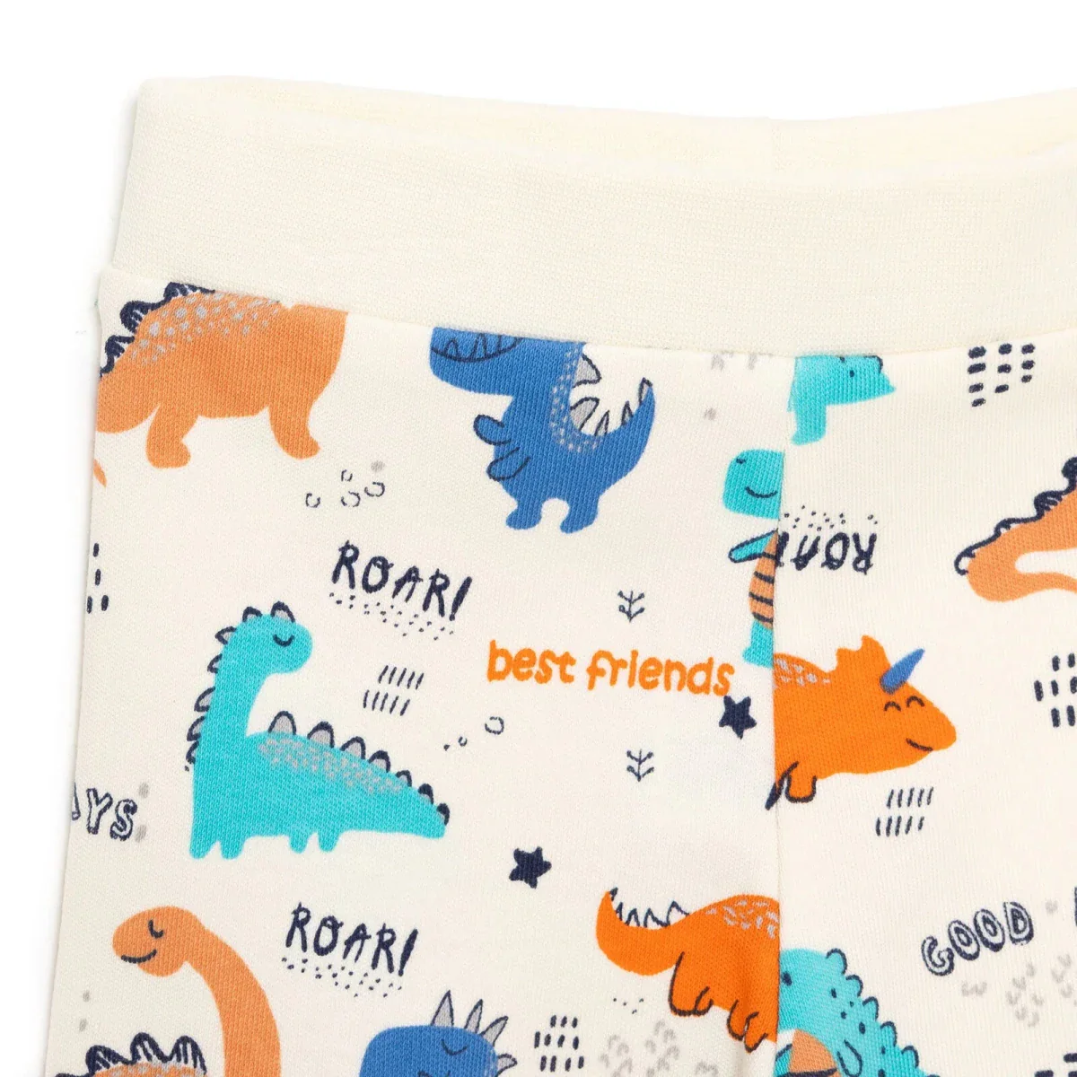 Baby Boy Footless Trousers Dinosaur Print - Ecru - Image 6
