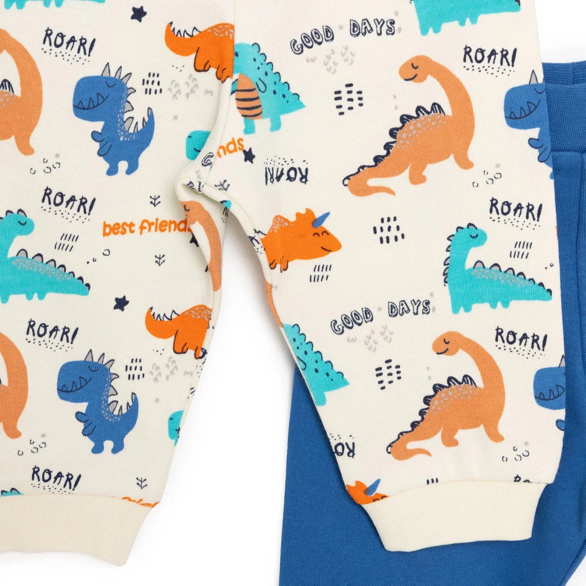 Baby Boy Footless Trousers Dinosaur Print - Ecru - Image 7