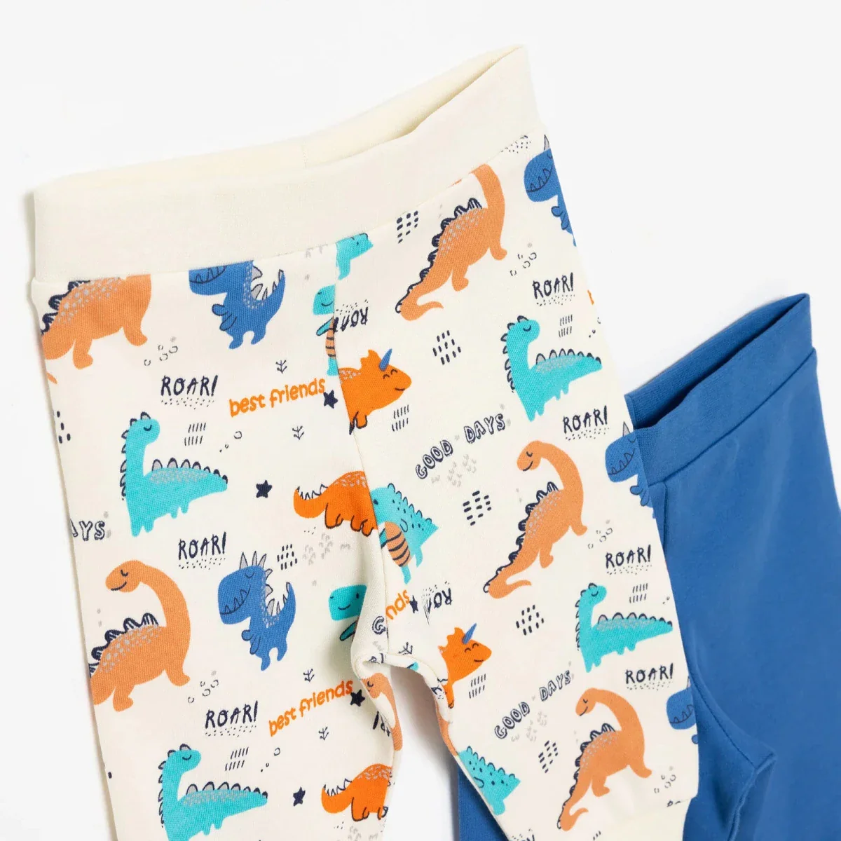 Baby Boy Footless Trousers Dinosaur Print - Ecru - Image 8