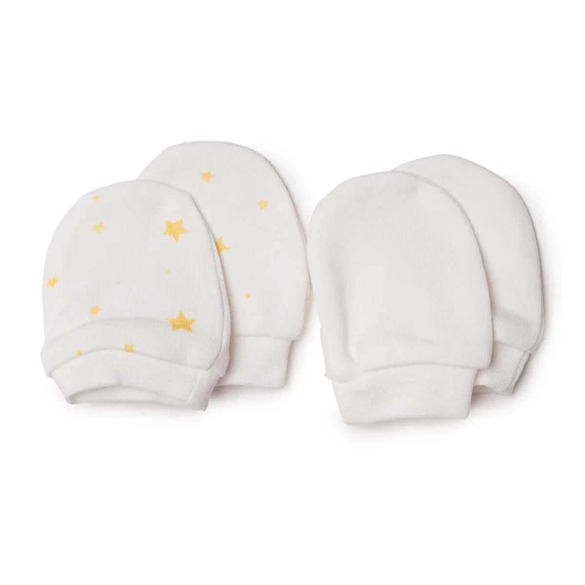 HelloBaby Boys 100% Cotton Mittens - Ecru Printed - Image 2