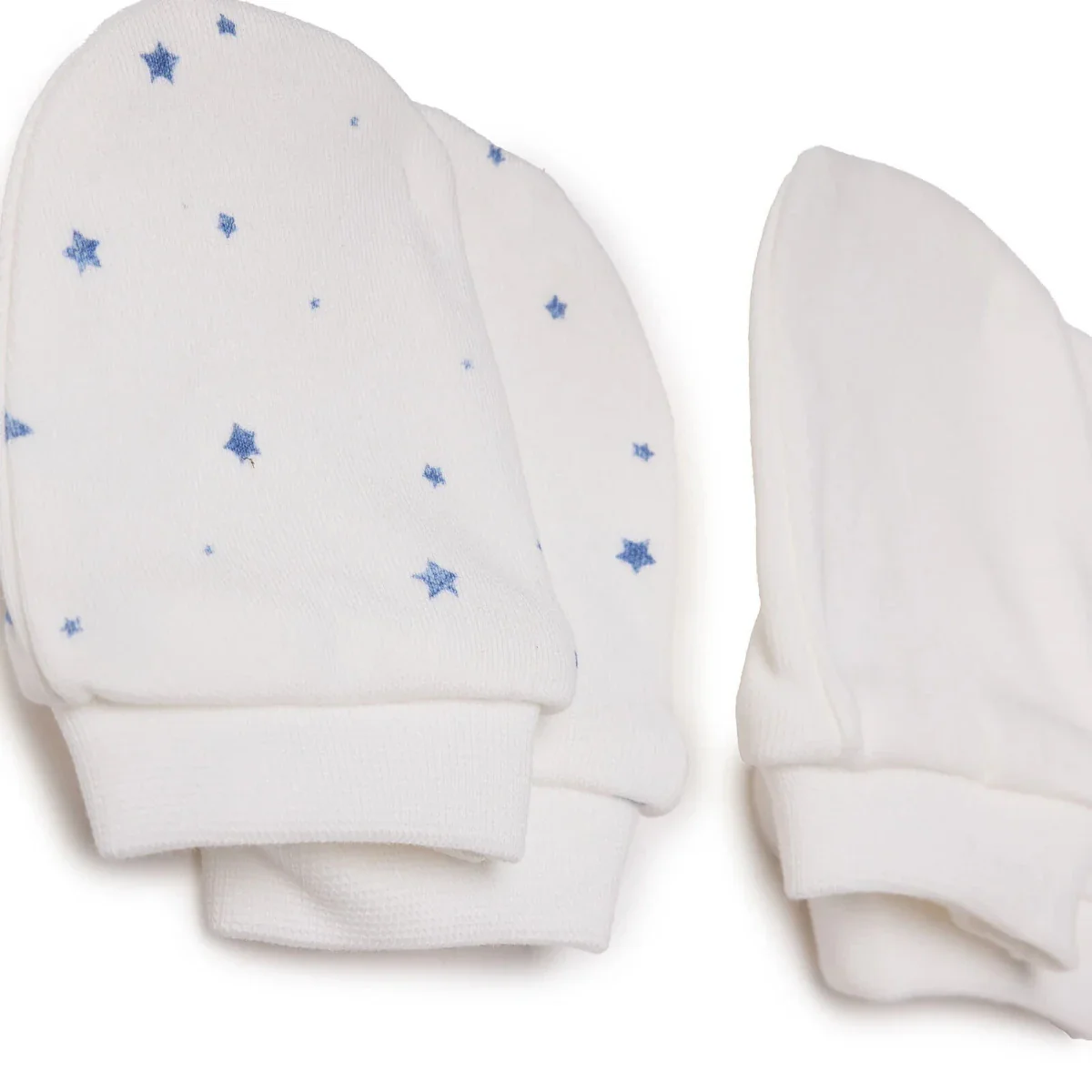HelloBaby Boys 100% Cotton Mittens Star Print - Ecru Printed - Image 3