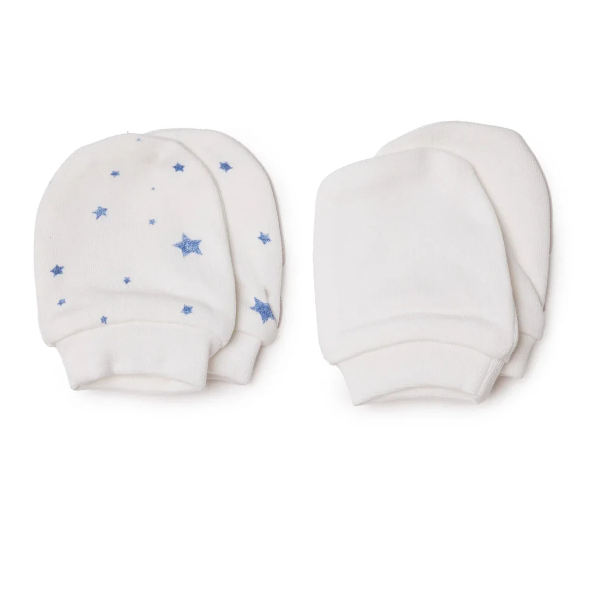 HelloBaby Boys 100% Cotton Mittens Star Print - Ecru Printed - Image 4