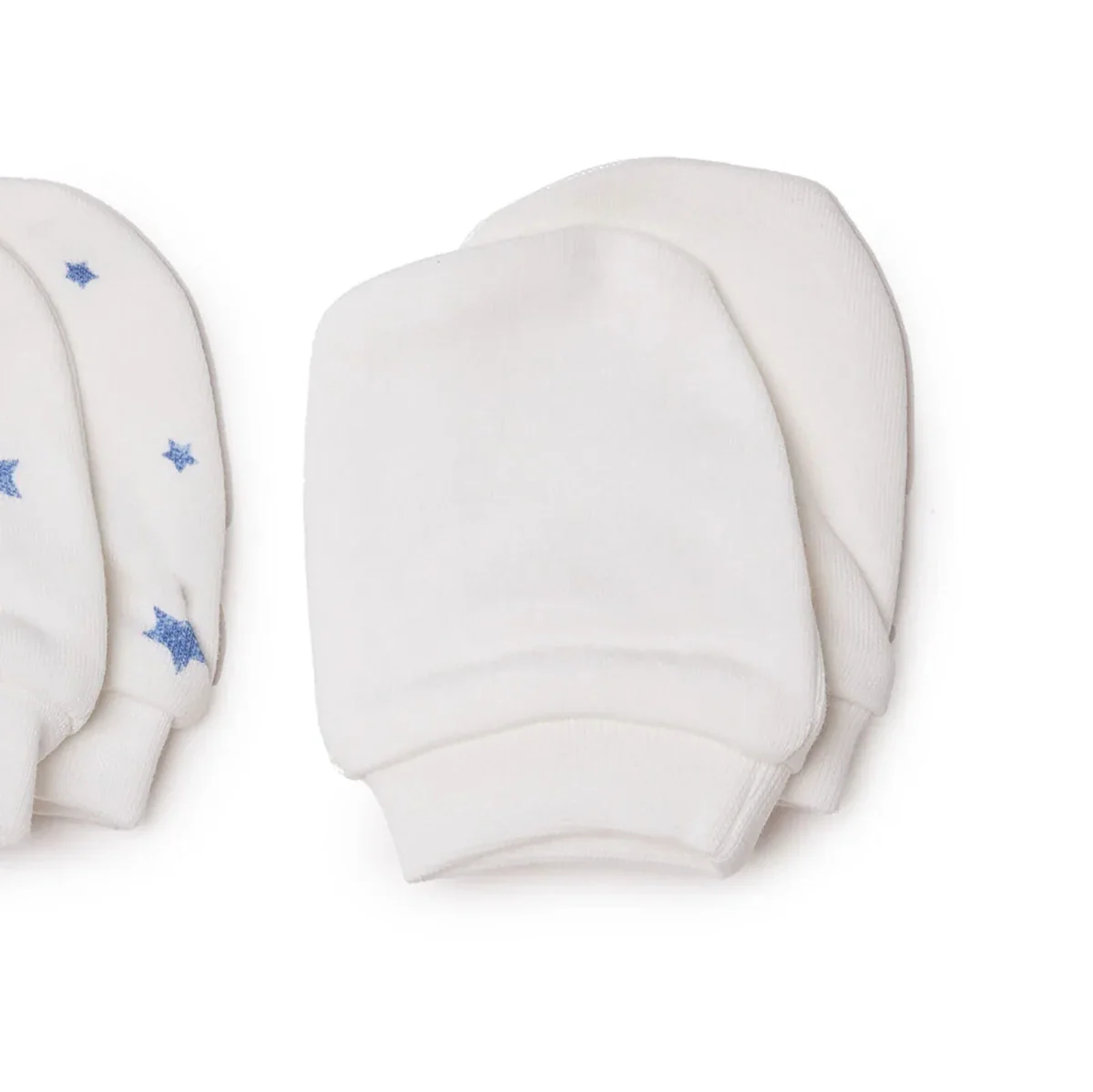 HelloBaby Boys 100% Cotton Mittens Star Print - Ecru Printed - Image 5