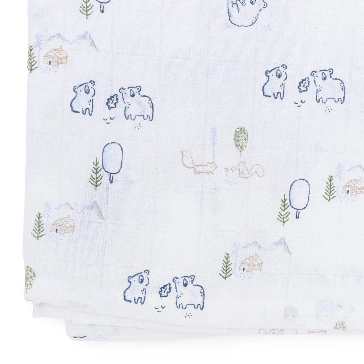 Little Dreams Boys 100% Cotton Muslin Blanket Animal Print 100x110 cm - White - Image 4
